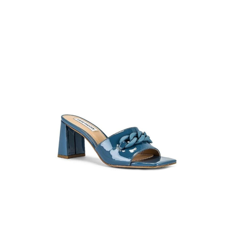 Steve Madden Rego Slides Blue Patent Leather Heels - Picture 3 of 9